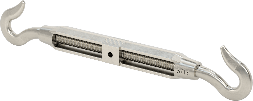 316 Paslanmaz Çelik Gerdirme - Kaldırma Amaçlı Değil, Kancadan Kancaya, 400 lbs. Kapasite, 8-1/4" Geri Çekilmiş Uzunluk