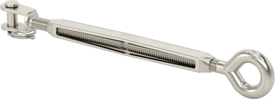 316 Paslanmaz Çelik Gerdirme - Kaldırma Amaçlı Değil, Çatal-Göz Bağlantısı, 400 lbs. Kapasite, 6-1/2" Geri Çekilmiş Uzunluk