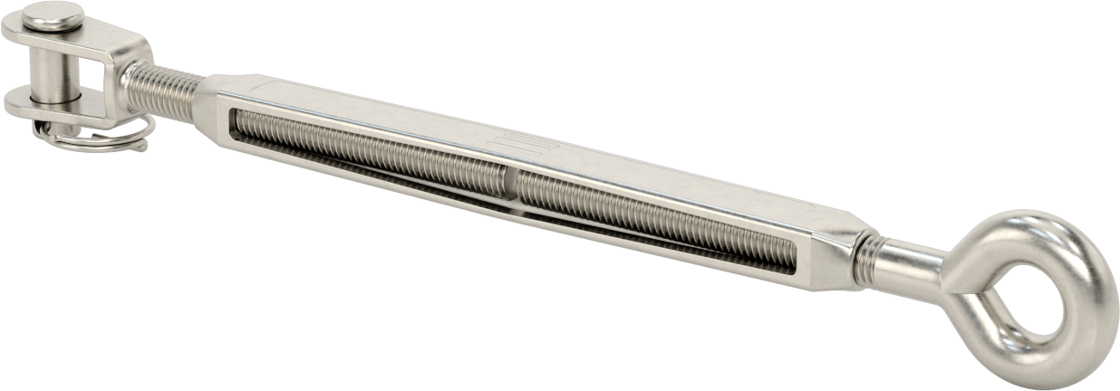 316 Paslanmaz Çelik Gerdirme - Kaldırma Amaçlı Değil, Çatal-Göz Bağlantısı, 2800 lbs. Kapasite, 16-1/4" Geri Çekilmiş Uzunluk