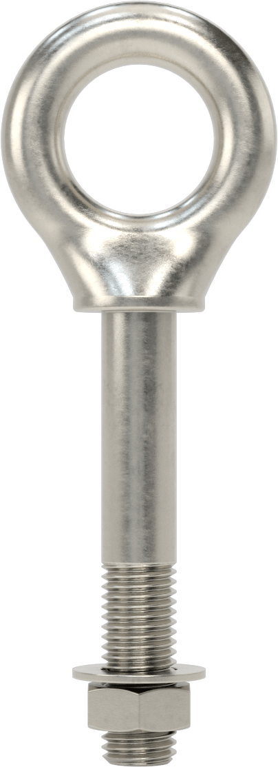 Somunlu 316 Paslanmaz Çelik Halka Cıvata, ve Kaldırma Omuzlu, 3/4"-10 Diş Boyutu, 2" Uzunlukta Diş