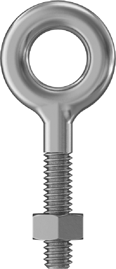 Somunlu 316 Paslanmaz Çelik Halka Cıvata, ve Kaldırma Omuzu Olmayan, 1/4"-20 Boyut, 1" Uzunluk Diş