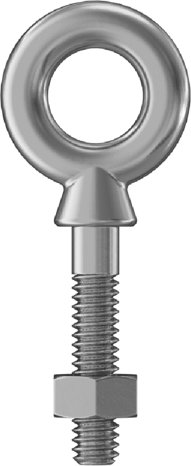 Somunlu 316 Paslanmaz Çelik Halka Cıvata, ve Kaldırma Omuzlu, 1/4"-20 Diş Boyutu, 1" Uzunluk Diş