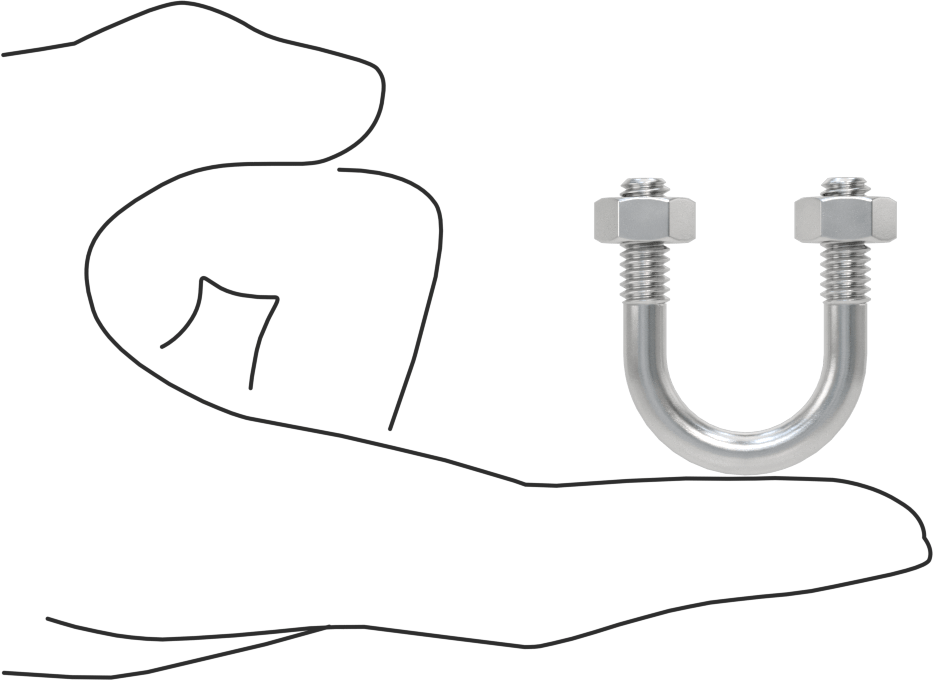 Alüminyum U-Cıvata, 1/4"-20 Diş Boyutu, 3/4" ID