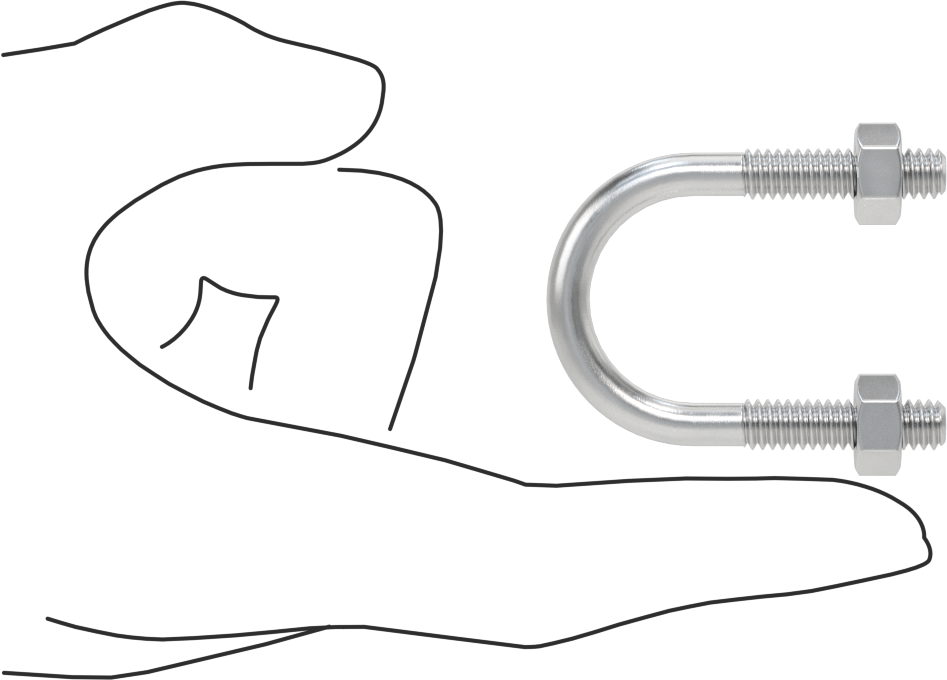 Alüminyum U-Cıvata, 1/4"-20 Diş Boyutu, 1" ID