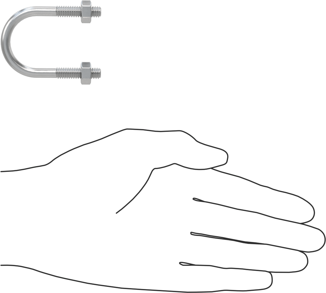 Alüminyum U-Cıvata, 1/4"-20 Diş Boyutu, 1-1/8" ID