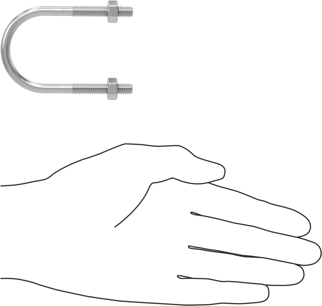 Alüminyum U-Cıvata, 1/4"-20 Diş Boyutu, 1-1/2" ID