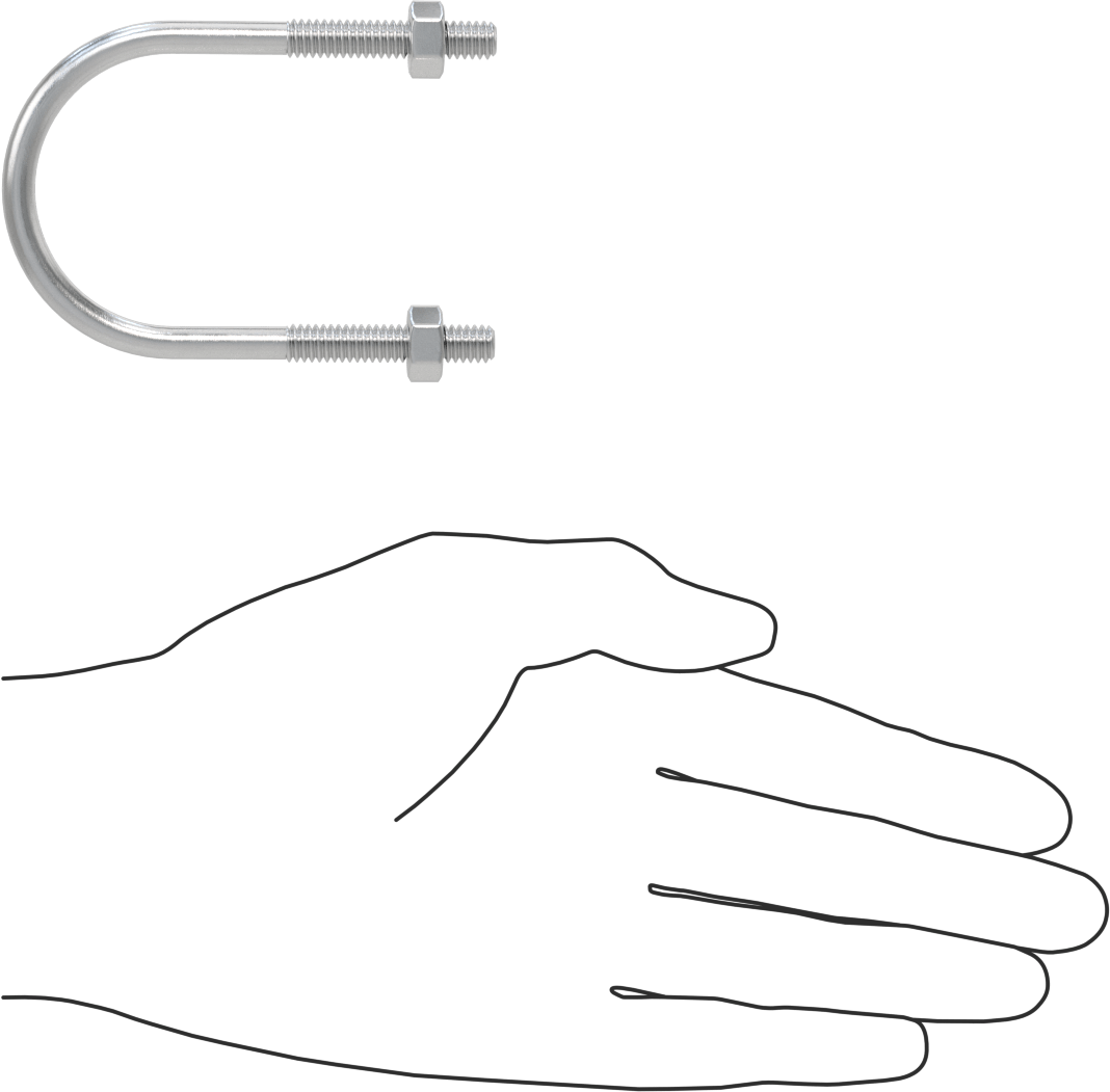 Alüminyum U-Cıvata, 1/4"-20 Diş Boyutu, 1-3/4" ID