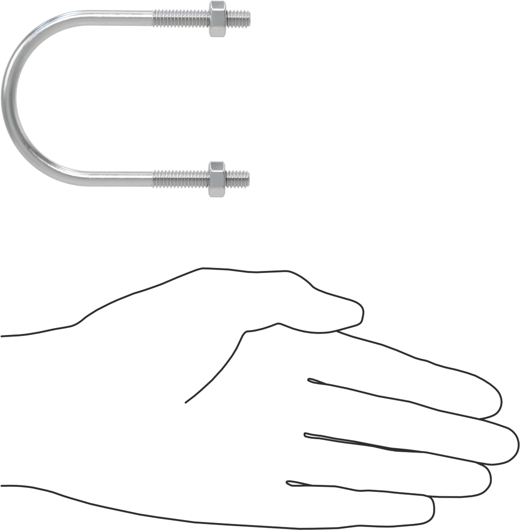 Alüminyum U-Cıvata, 1/4"-20 Diş Boyutu, 2" ID