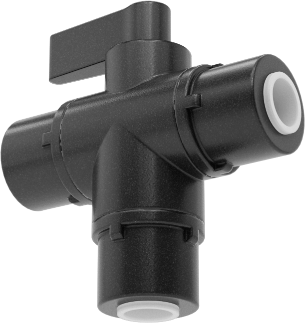 Push-to-Connect Bağlantı Parçalı Yön Değiştirme Vanası, Kimyasallar için, 1/4" Boru İç Çapı için