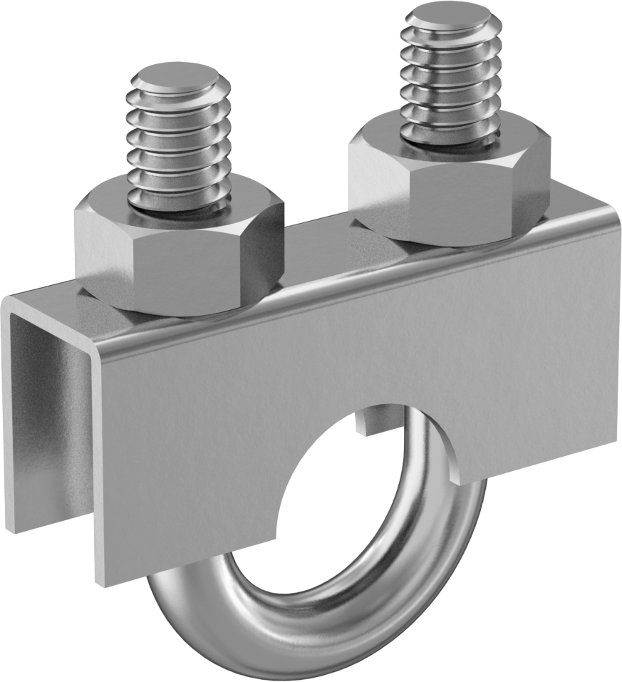 Sıkıştırma U-Cıvatası, Çinko Kaplı Çelik, 1/4"-20 Diş Boyutu, 9/16" ID