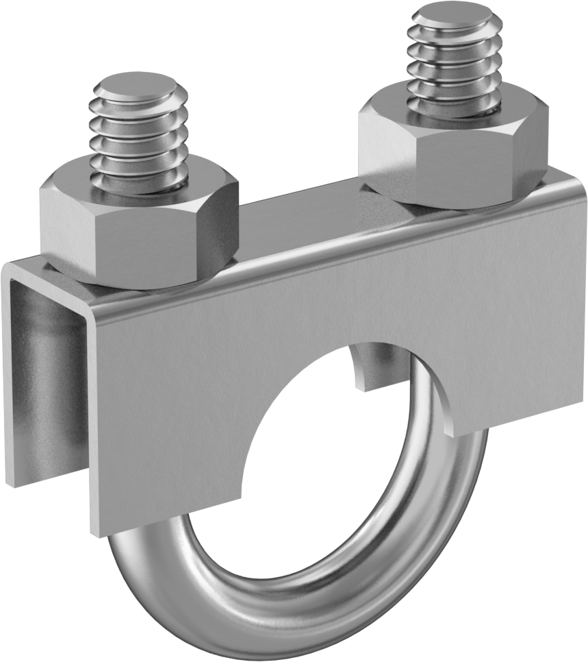 Sıkıştırma U-Cıvatası, Çinko Kaplı Çelik, 1/4"-20 Diş Boyutu, 11/16" ID