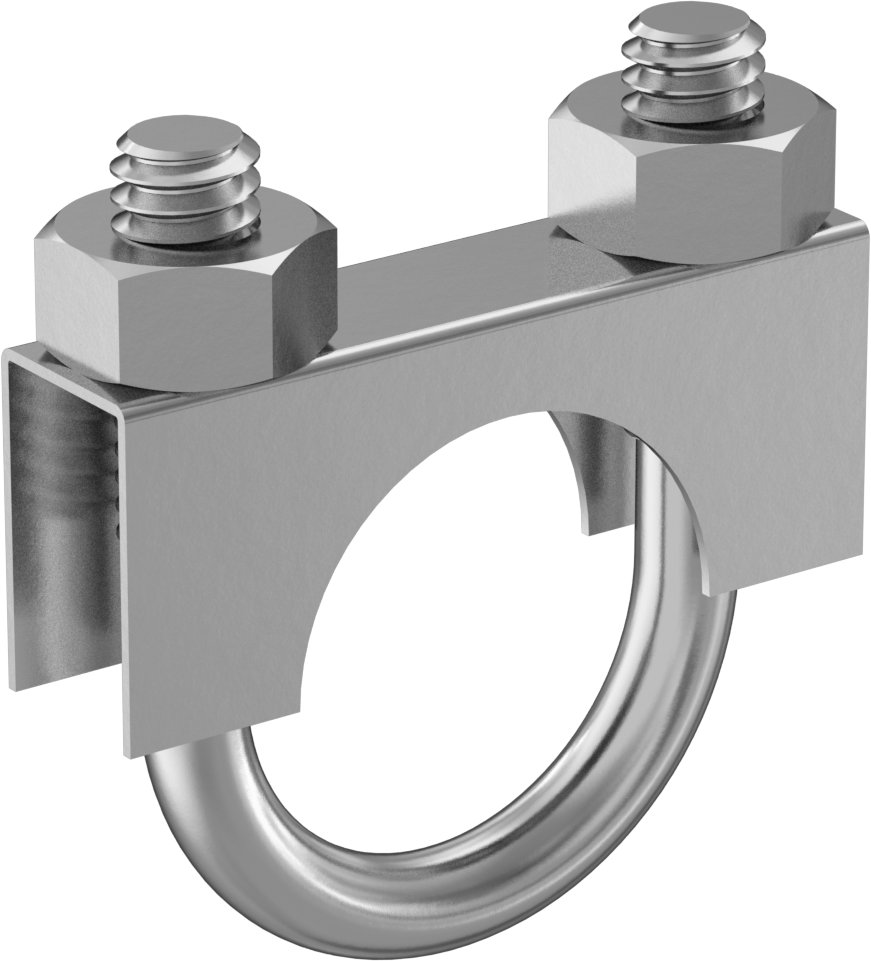 Sıkıştırma U-Cıvatası, Çinko Kaplı Çelik, 1/4"-20 Diş Boyutu, 7/8" ID