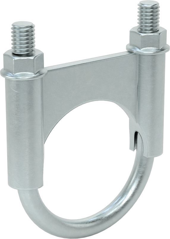 Sıkıştırma U-Cıvatası, Çinko Kaplı Çelik, 3/8"-16 Diş Boyutu, 2-1/8" ID