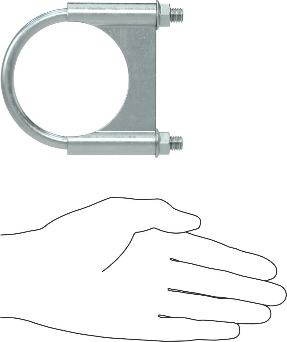 Sıkıştırma U-Cıvatası, Çinko Kaplı Çelik, 3/8"-16 Diş Boyutu, 2-7/8" ID