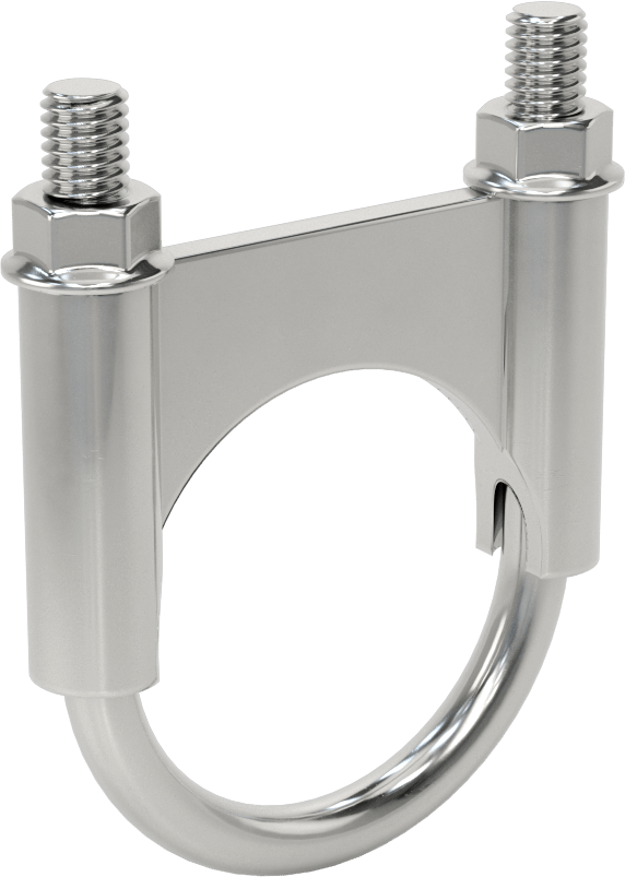 Sıkıştırma U-Cıvatası, Krom Kaplı Çelik, 3/8"-16 Diş Boyutu, 2-1/8" ID