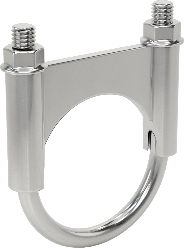 Sıkıştırma U-Cıvatası, Krom Kaplı Çelik, 3/8"-16 Diş Boyutu, 2-3/8" ID