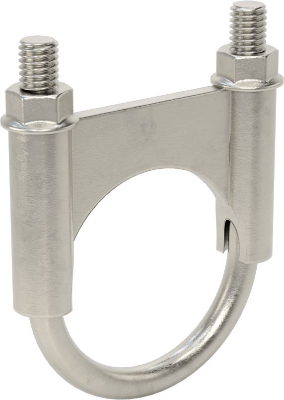 Sıkıştırma U-Cıvatası, 304 Paslanmaz Çelik, 3/8"-16 Diş Boyutu, 2-1/8" ID