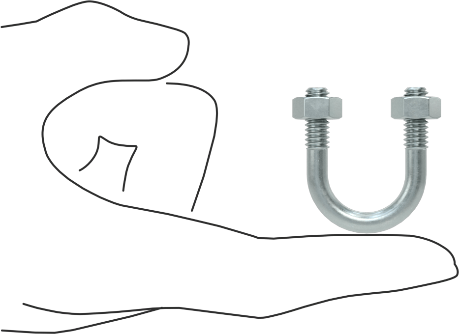 U Cıvatası, Çinko Kaplı Çelik, 1/4"-20 Diş Boyutu, 3/4" ID, 1-1/4" Yükseklik