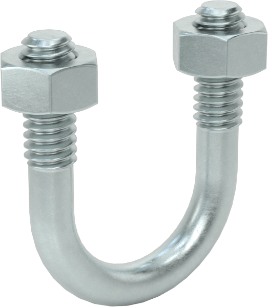 U Cıvatası, Çinko Kaplı Çelik, 1/4"-20 Diş Boyutu, 3/4" ID, 1-1/4" Yükseklik