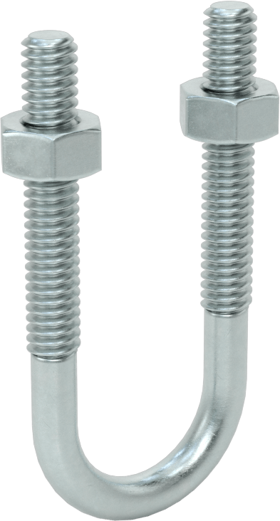U Cıvatası, Çinko Kaplı Çelik, 1/4"-20 Diş Boyutu, 3/4" ID, 2-1/4" Yükseklik