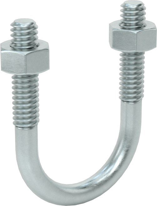 U Cıvatası, Çinko Kaplı Çelik, 1/4"-20 Diş Boyutu, 1" ID