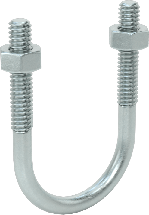 U Cıvatası, Çinko Kaplı Çelik, 1/4"-20 Diş Boyutu, 1-1/4" ID