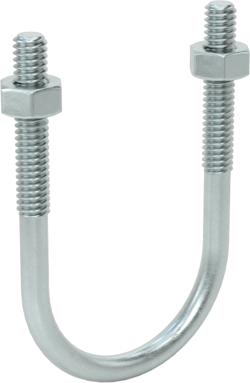 U Cıvatası, Çinko Kaplı Çelik, 1/4"-20 Diş Boyutu, 1-1/2" ID