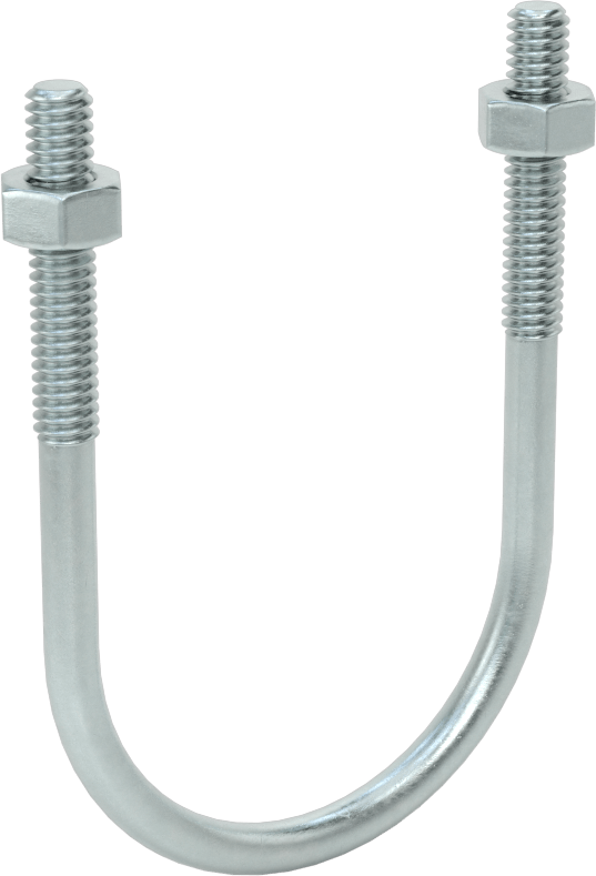 U Cıvatası, Çinko Kaplı Çelik, 1/4"-20 Diş Boyutu, 2" ID