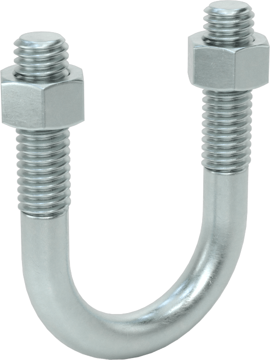 U Cıvatası, Çinko Kaplı Çelik, 3/8"-16 Diş Boyutu, 1-1/4" ID