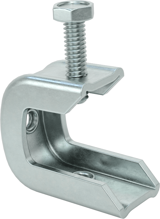 Dişli Çubuk için Kiriş Kelepçesi, Alttan Montaj, Çinko Kaplı Çelik, 1/4"-20 Çubuk Boyutu için