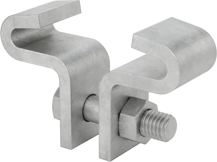 Dişli Çubuk için Merkez Montajlı Kiriş Kelepçesi, Galvanizli Çelik, 1/2“ minimum göz çapı ve 3” kiriş genişliği için