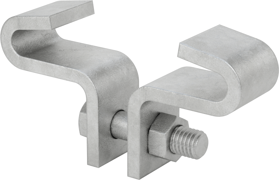 Dişli Çubuk için Merkez Montajlı Kiriş Kelepçesi, Galvanizli Çelik, 1/2“ minimum göz çapı ve 4” kiriş genişliği için
