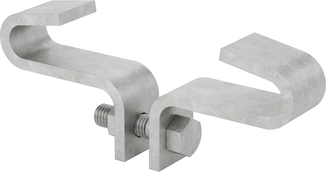 Dişli Çubuk için Merkez Montajlı Kiriş Kelepçesi, Galvanizli Çelik, 1/2“ minimum göz çapı ve 6” kiriş genişliği için