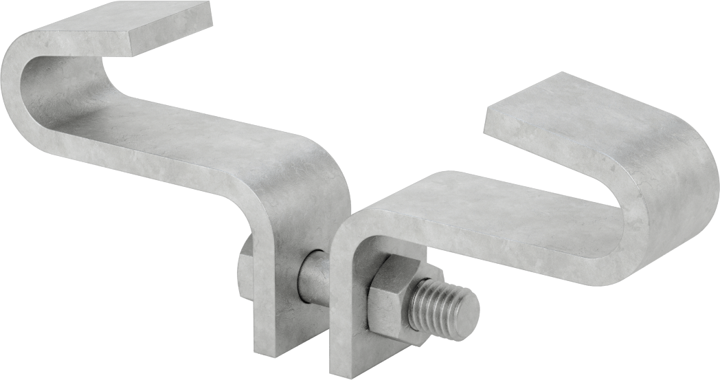 Dişli Çubuk için Merkez Montajlı Kiriş Kelepçesi, Galvanizli Çelik, 1/2“ minimum göz çapı ve 6” kiriş genişliği için