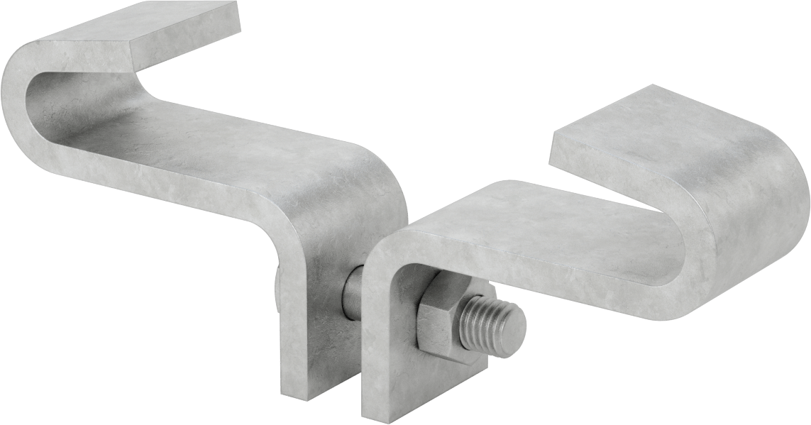 Dişli Çubuk için Merkez Montajlı Kiriş Kelepçesi, Galvanizli Çelik, 5/8“ Minimum Göz Çapı ve 8” Kiriş Genişliği için