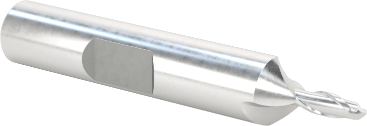 Kaplamasız Yüksek Hızlı Çelik Küresel Freze, 2 Yiv, 1/8" Freze Çapı, 2-5/16" Toplam Uzunluk