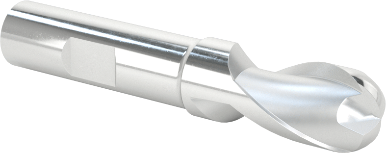Kaplamasız Yüksek Hızlı Çelik Küresel Freze, 2 Yiv, 9/16" Freze Çapı, 3-1/16" Toplam Uzunluk