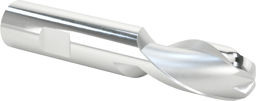 Kaplamasız Yüksek Hızlı Çelik Küresel Freze, 2 Yiv, 5/8" Freze Çapı, 3-1/2" Toplam Uzunluk