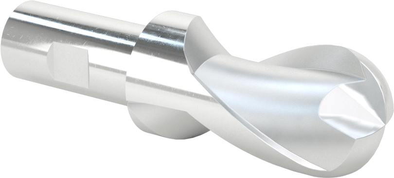 Kaplamasız Yüksek Hızlı Çelik Küresel Freze, 2 Yiv, 1-1/8" Freze Çapı, 3-7/8" Toplam Uzunluk