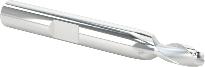Kaplamasız Yüksek Hızlı Çelik Küresel Freze, 2 Yiv, 1/4" Freze Çapı, 3-1/16" Toplam Uzunluk