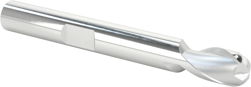 Kaplamasız Yüksek Hızlı Çelik Küresel Freze, 2 Yiv, 3/8" Freze Çapı, 3-5/16" Toplam Uzunluk