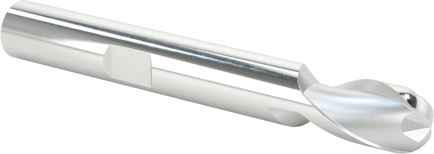 Kaplamasız Yüksek Hızlı Çelik Küresel Freze, 2 Yiv, 1/2" Freze Çapı, 4" Toplam Uzunluk