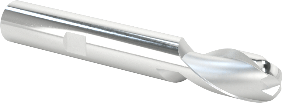 Kaplamasız Yüksek Hızlı Çelik Küresel Freze, 2 Yiv, 3/4" Freze Çapı, 5-3/8" Toplam Uzunluk