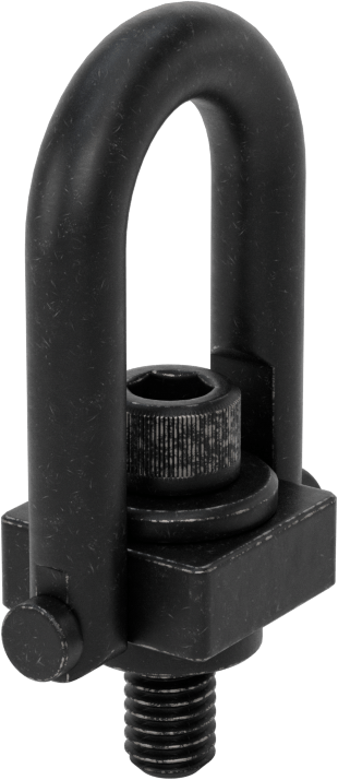 Kaldırma için Çelik Kaldırma Halkası, İşlenmiş, Siyah Oksit, 3/8"-16 Diş Boyutu, 3-1/4" Toplam Yükseklik
