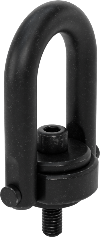Kaldırma için Çelik Kaldırma Halkası, İşlenmiş, Siyah Oksit, 1/2"-13 Diş Boyutu, 5-7/8" Toplam Yükseklik