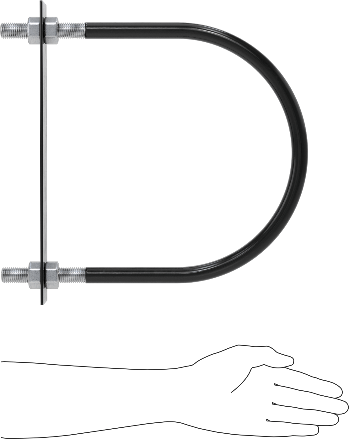 Lastik Yastıklı U-Cıvata, Galvanizli Çelik, 3/4"-10 Diş Boyutu, 10-7/8" ID