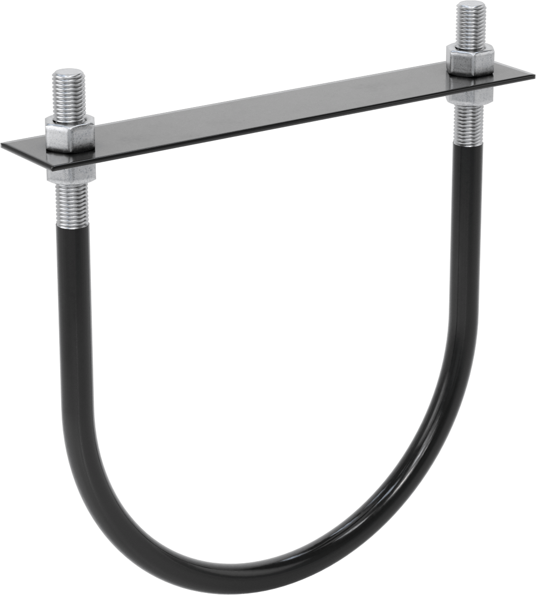 Lastik Yastıklı U-Cıvata, Galvanizli Çelik, 7/8"-9 Diş Boyutu, 12-7/8" ID