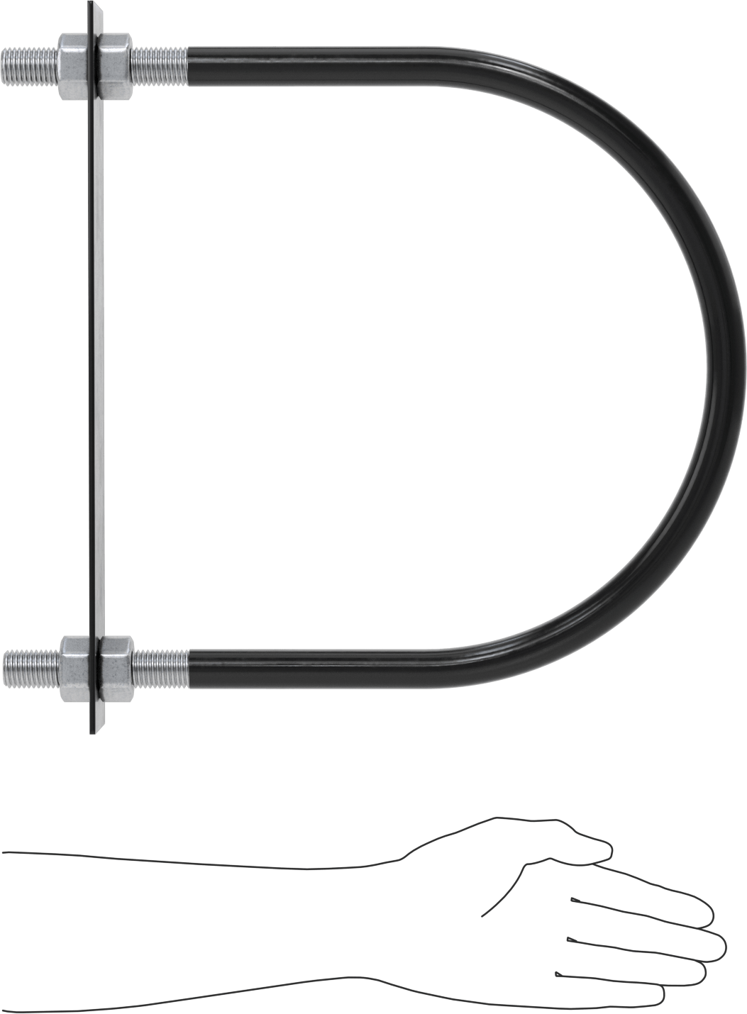 Lastik Yastıklı U-Cıvata, Galvanizli Çelik, 7/8"-9 Diş Boyutu, 12-7/8" ID