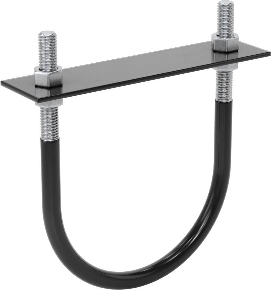 Lastik Yastıklı U-Cıvata, Galvanizli Çelik, 1/2"-13 Diş Boyutu, 5-5/8" ID
