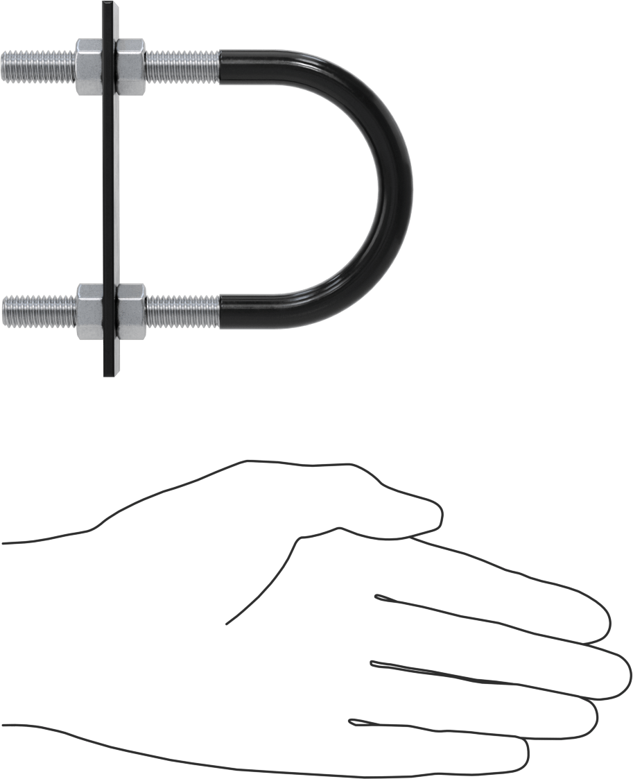 Lastik Yastıklı U-Cıvata, Galvanizli Çelik, 3/8"-16 Diş Boyutu, 2-7/16" ID